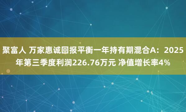 聚富人 万家惠诚回报平衡一年持有期混合A:2025年第三季度利润226.76万元 净值增长率4%
